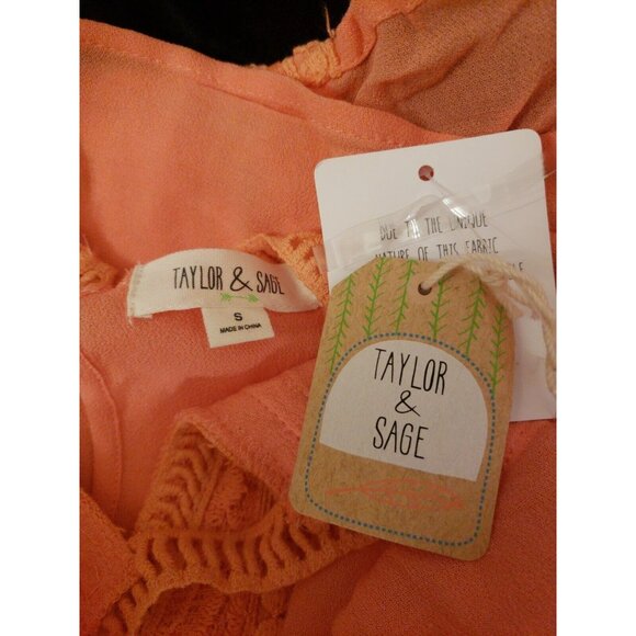 Taylor & Sage Lace Trim Gigi Sleeveless Top (S) NWT Women's Coral Spring Summer - Picture 5 of 6